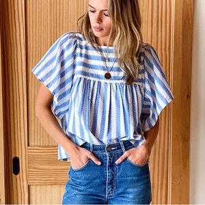 Emerson Fry BASALIE TOP - SCALLOP BLUE STRIPE